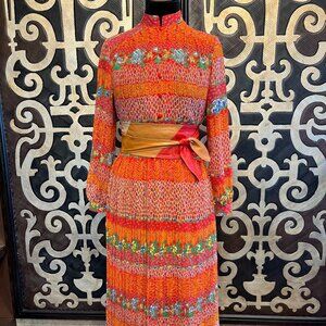 Metzuling 70s vintage colorful accordion floral dress